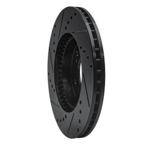 Acura Integra Brake Rotor (1) - Front Right - R1 Concepts - Drilled & Slotted - Black - `91-`01